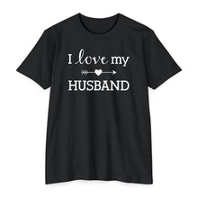 Load image into Gallery viewer, I Love My Husband Arrow - Unisex T-shirt for Couples, Anniversary Gift, Husband and Wife Shirt, Romantic Tee, Valentine&#39;s Day Apparel