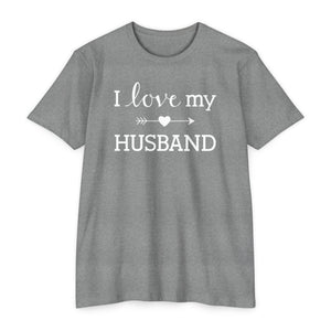 I Love My Husband Arrow - Unisex T-shirt for Couples, Anniversary Gift, Husband and Wife Shirt, Romantic Tee, Valentine's Day Apparel